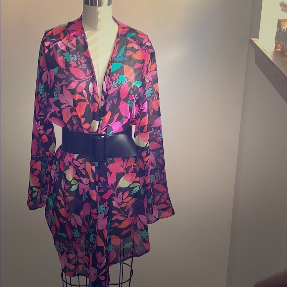 Vintage Floral Print Kimono